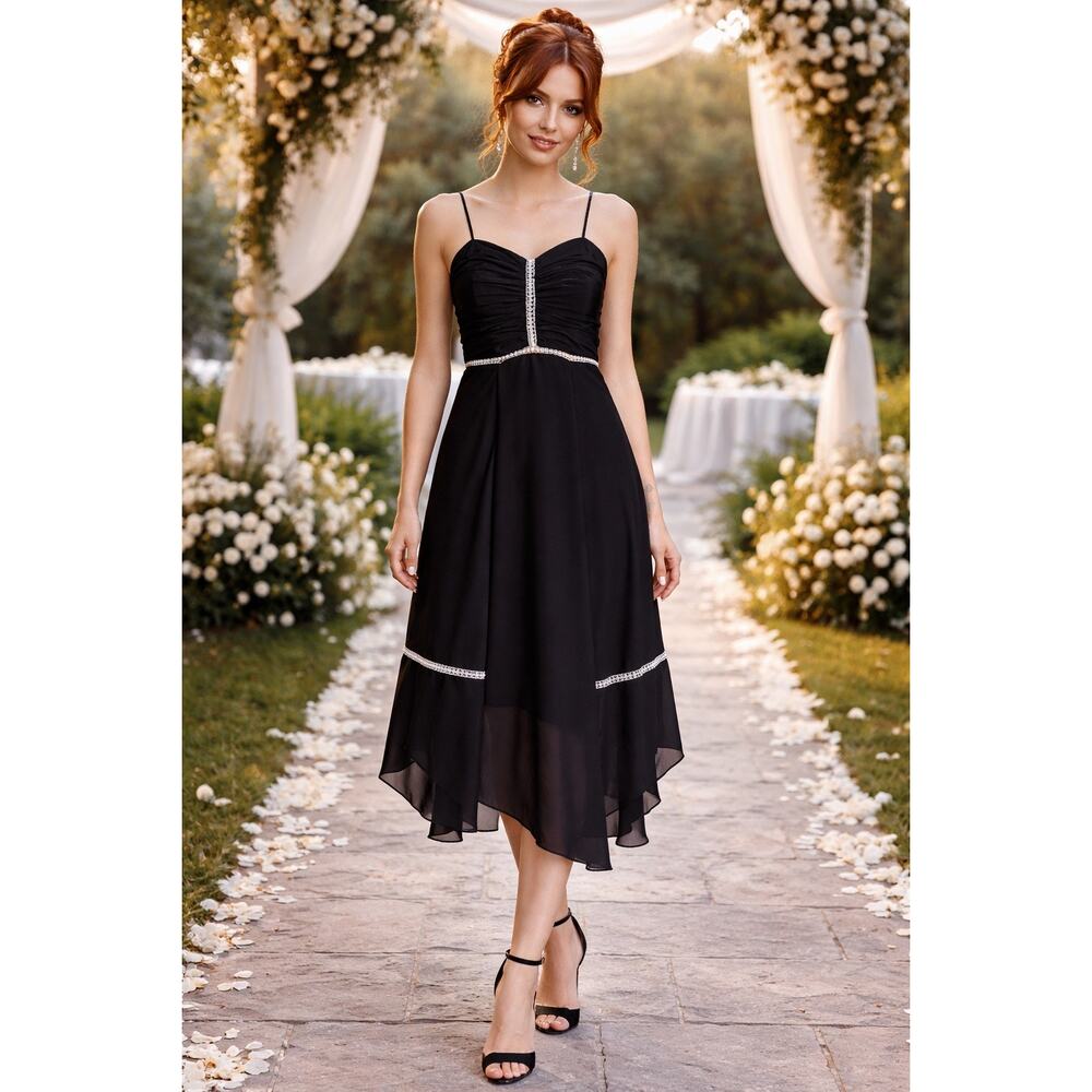 Parker Black White Eyelet Midi Dress M NWT Ruched Smocked Boho Summer Date night